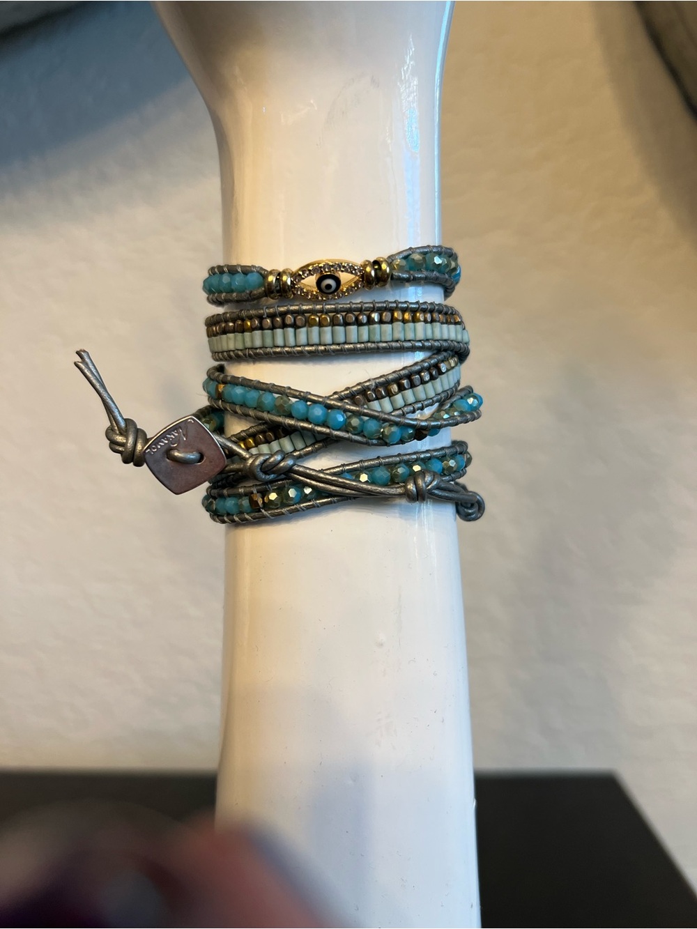 Nakamol Turquoise and Gold Multi-Wrap Bracelet with Evil Eye 🧿